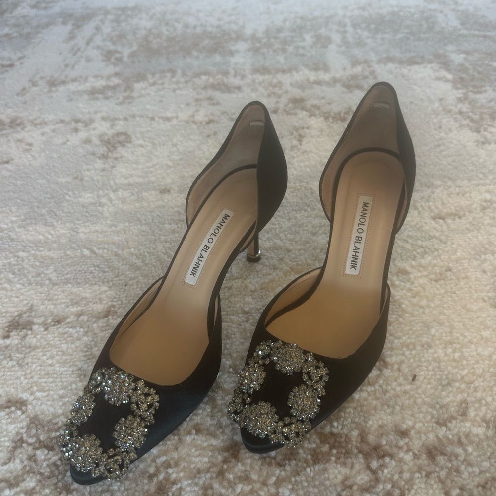 Manolo Blahnik Black Embellished Women's Heels